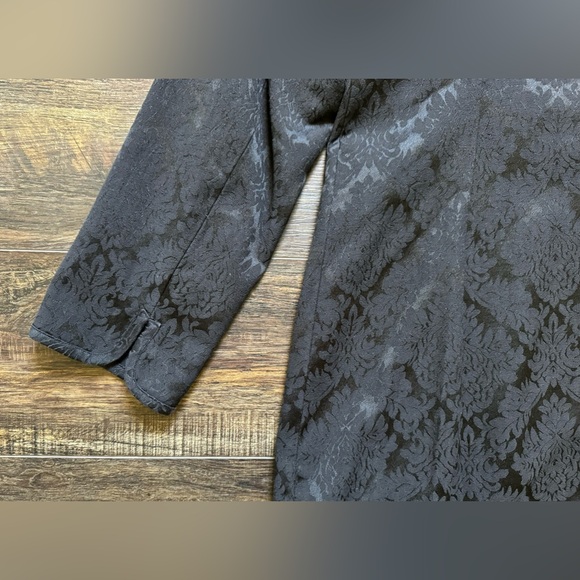 Vintage Victor Costa Occasion Long Black Brocade Jacket Coat Blazer M Medium - Picture 9 of 10